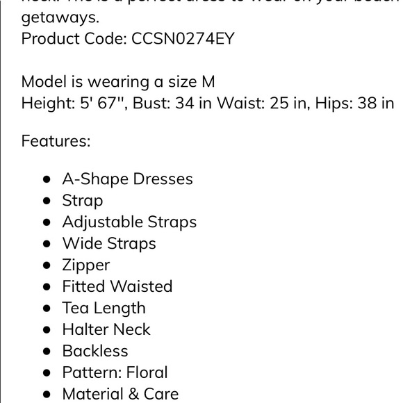 Cupshe Miramar floral halter backless midi dress. X large, XL . - Picture 4 of 5